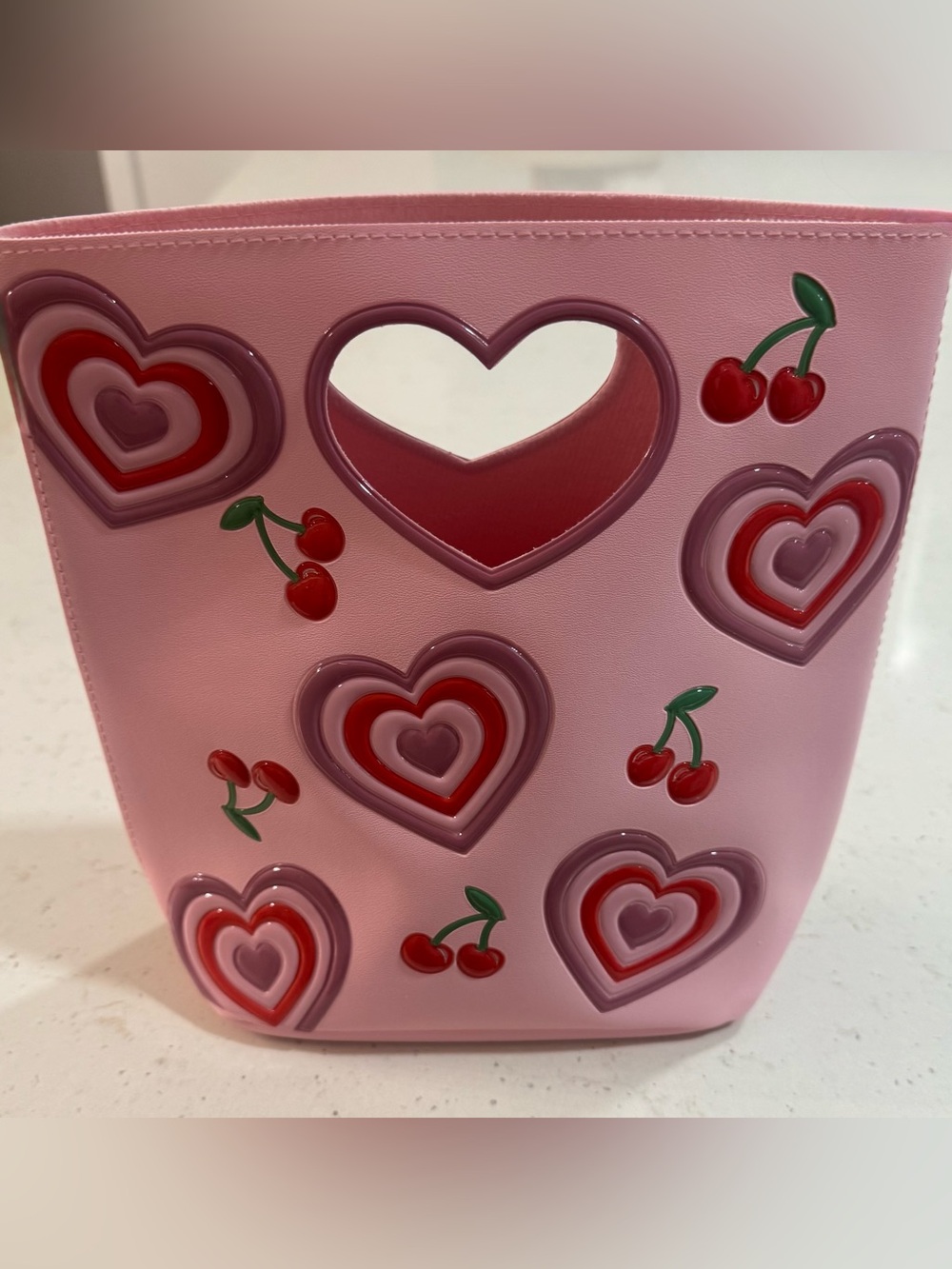 Bath & Body Works Pink Hearts And Cherries Reusable Tote/Gift Bag